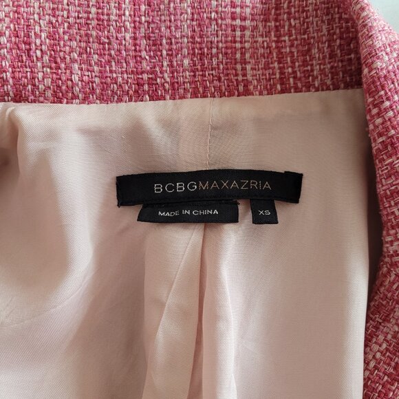 BCBGMaxAzria Silk Tweed Rosette Blazer Jacket SZ XS Pink - Picture 8 of 14